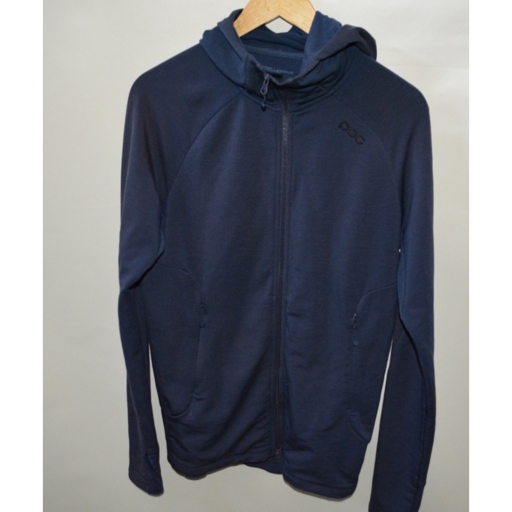 POC Men's Zip‑Up Hoodie Medium – Navy Blue – 19" P2P – 28" Length – Good Used